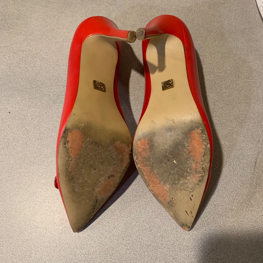 Anne Klein Red  Leather Embellished Pumps sz 8.5 M - Picture 6 of 7